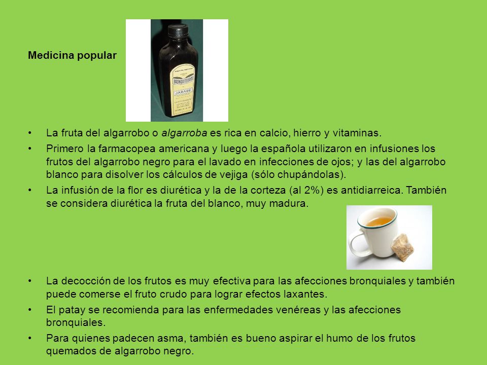 Medicina popular. La fruta del algarrobo o algarroba es rica en calcio, hierro y vitaminas.