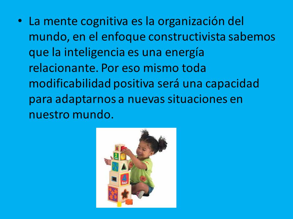La mente cognitiva es la organización del mundo, en el enfoque constructivista sabemos que la inteligencia es una energía relacionante.