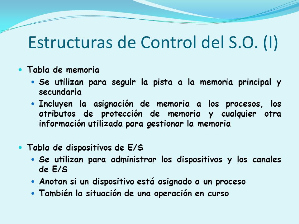 Estructuras de Control del S.O. (I)