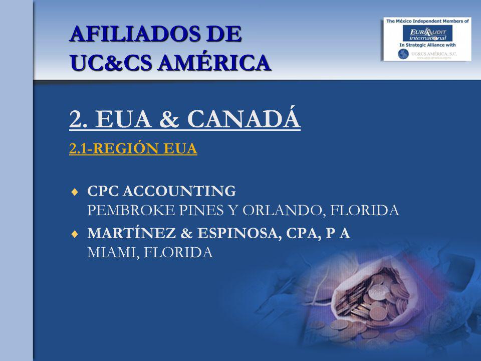 2. EUA & CANADÁ AFILIADOS DE UC&CS AMÉRICA 2.1-REGIÓN EUA