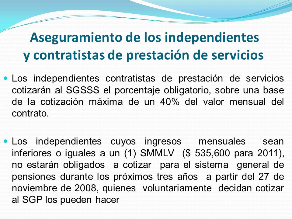 Aseguramiento de los independientes y contratistas de prestación de servicios