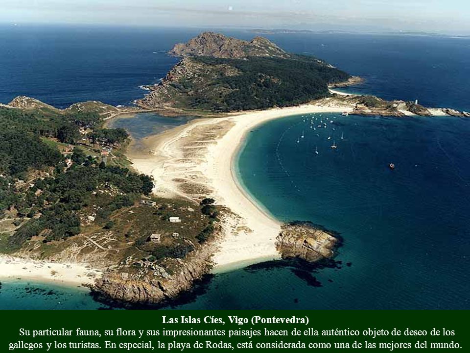 Las Islas Cíes, Vigo (Pontevedra) Su particular fauna, su flora y sus impresionantes paisajes hacen de ella auténtico objeto de deseo de los gallegos y los turistas.