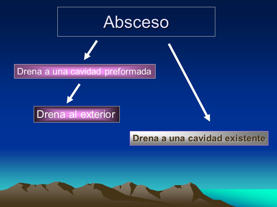 Absceso Drena al exterior Drena a una cavidad preformada