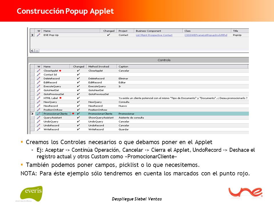 Construcción Popup Applet