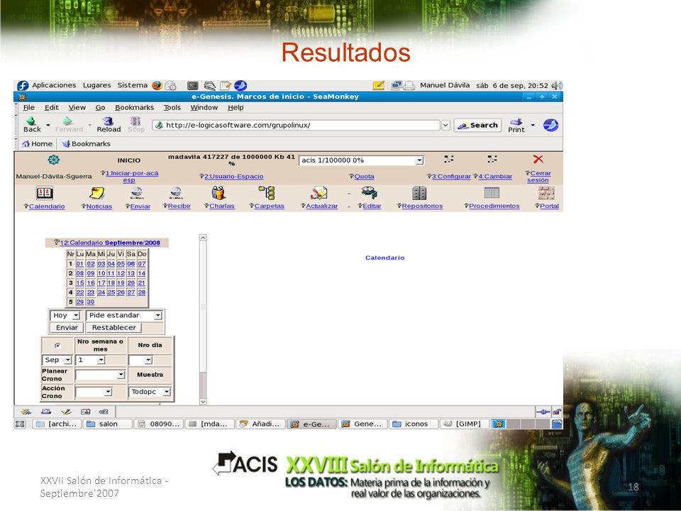 Resultados Interfaz XXVII Salón de Informática - Septiembre 2007
