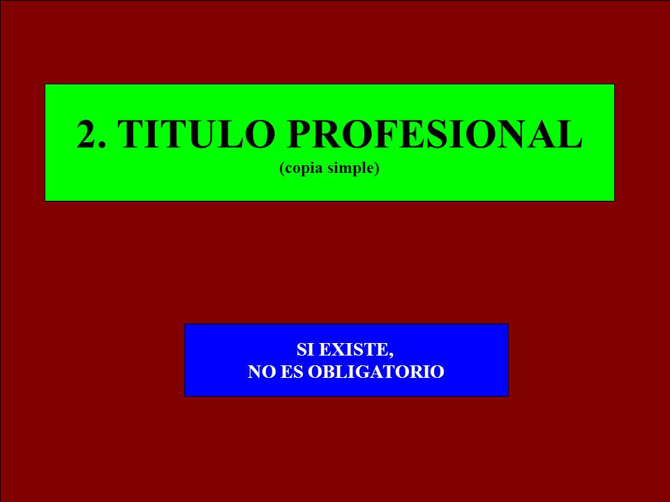 2. TITULO PROFESIONAL (copia simple) SI EXISTE, NO ES OBLIGATORIO