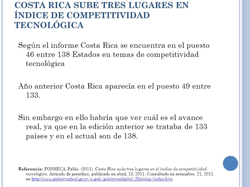 COSTA RICA SUBE TRES LUGARES EN ÍNDICE DE COMPETITIVIDAD TECNOLÓGICA