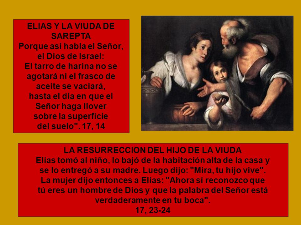 ELIAS Y LA VIUDA DE SAREPTA Señor haga llover sobre la superficie