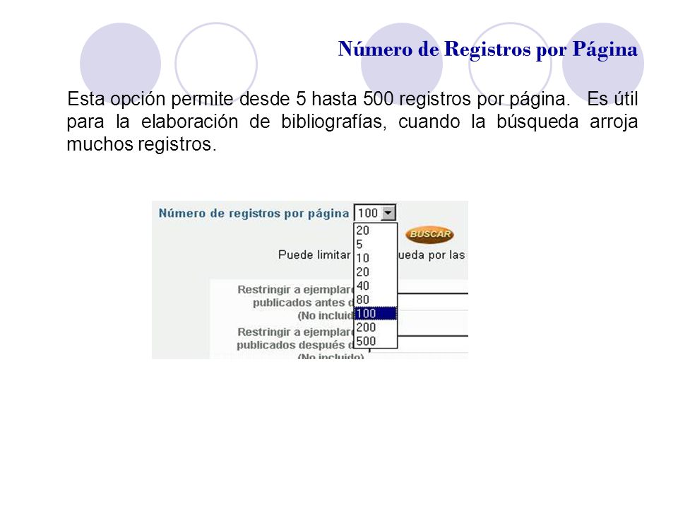 Número de Registros por Página