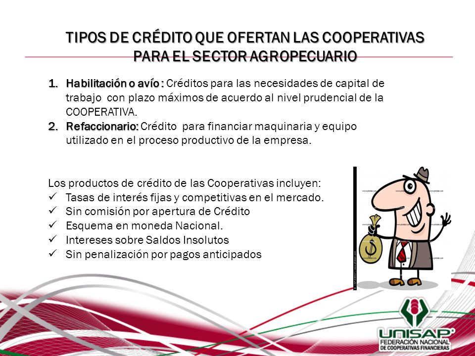 TIPOS DE CRÉDITO QUE OFERTAN LAS COOPERATIVAS PARA EL SECTOR AGROPECUARIO