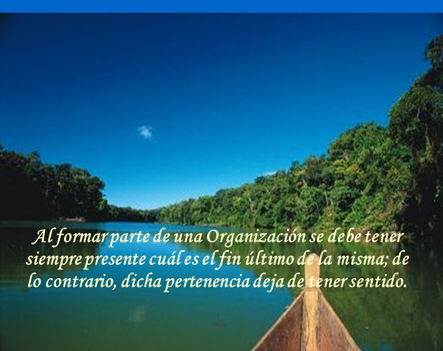 Al formar parte de una Organización se debe tener siempre presente cuál es el fin último de la misma; de lo contrario, dicha pertenencia deja de tener sentido.