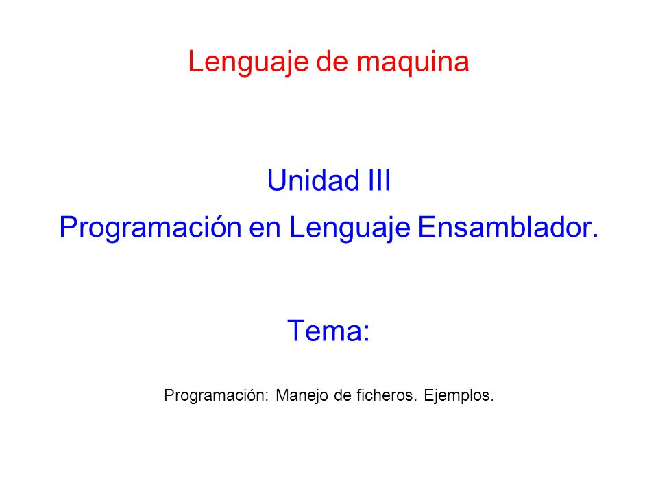 Programación en Lenguaje Ensamblador.