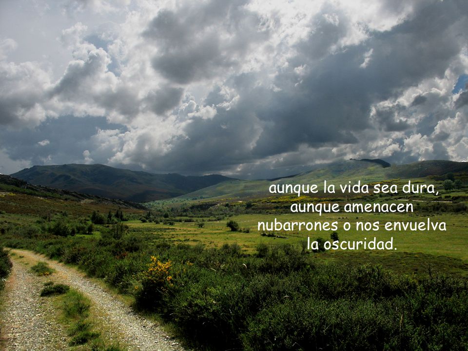 aunque la vida sea dura, aunque amenacen nubarrones o nos envuelva la oscuridad.
