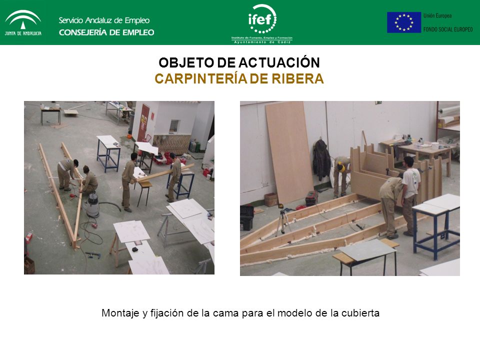 Montaje y fijación de la cama para el modelo de la cubierta