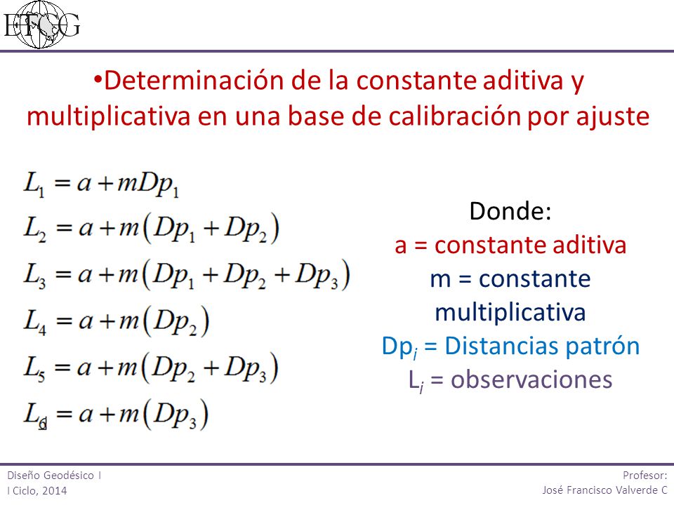 Determinación de la constante aditiva y multiplicativa en una base de calibración por ajuste