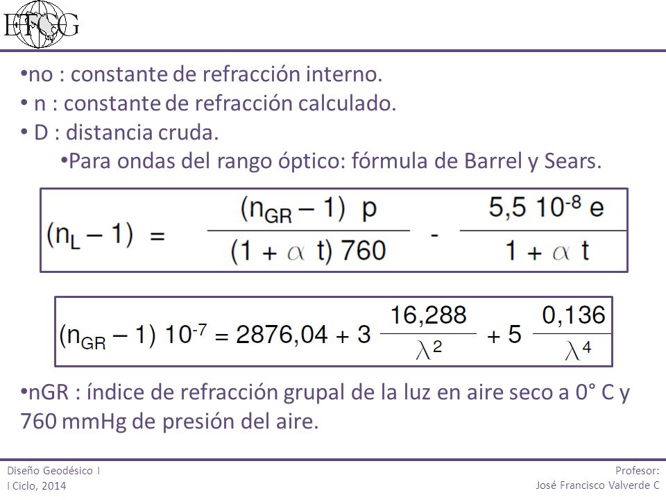 Para ondas del rango óptico: fórmula de Barrel y Sears.