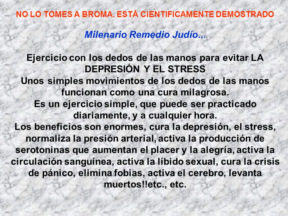 NO LO TOMES A BROMA. ESTÁ CIENTIFICAMENTE DEMOSTRADO Milenario Remedio Judío...