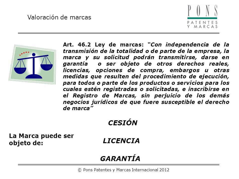 © Pons Patentes y Marcas Internacional 2012