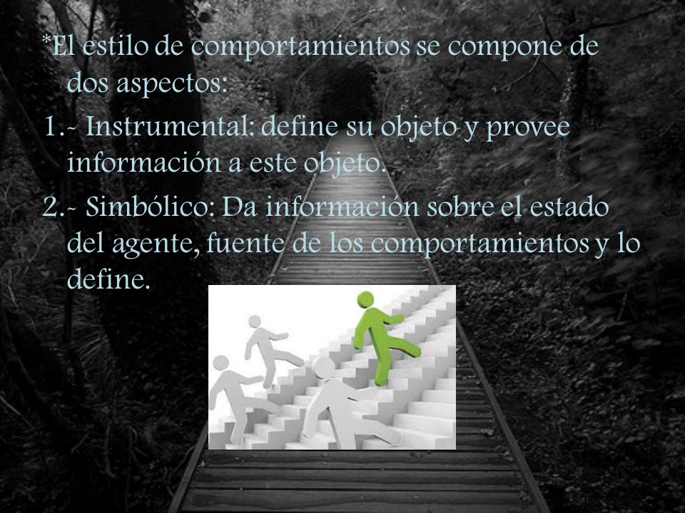 El estilo de comportamientos se compone de dos aspectos: 1