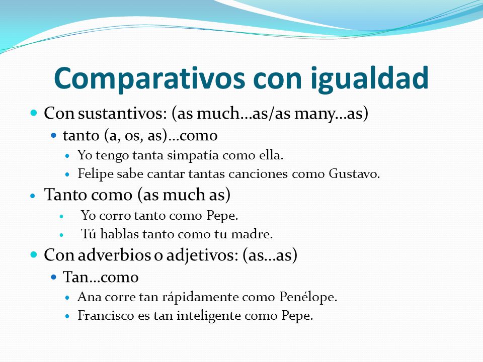 Comparativos con igualdad