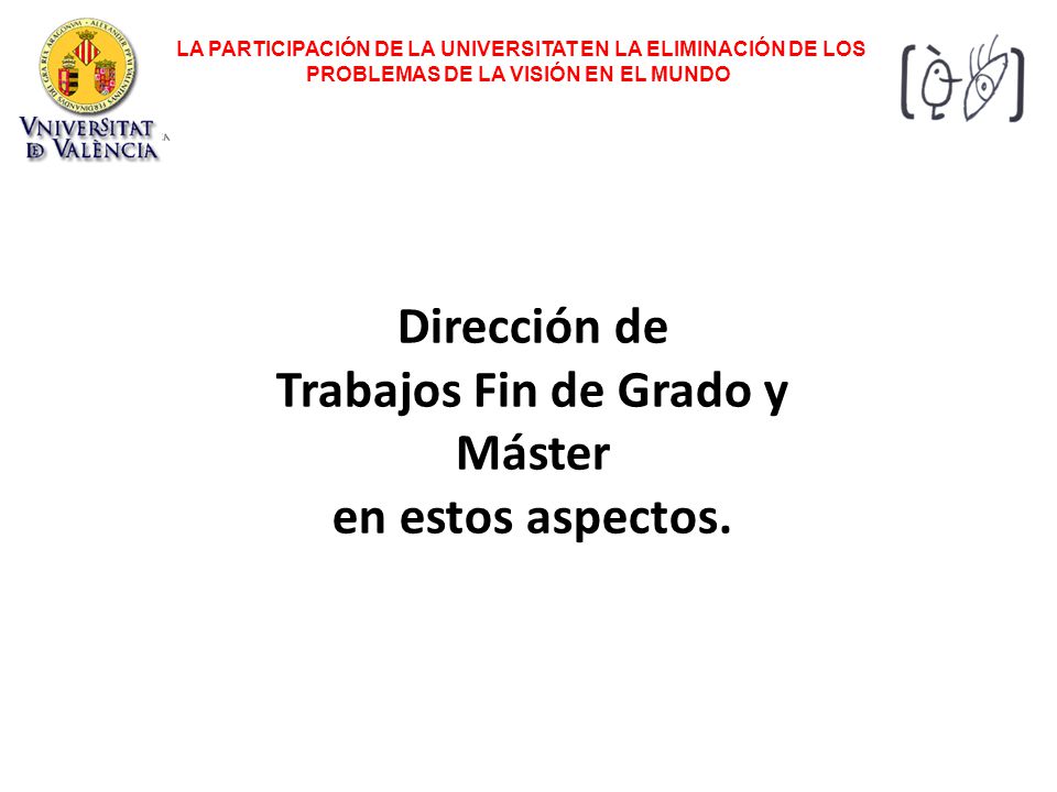 Dirección de Trabajos Fin de Grado y Máster en estos aspectos.