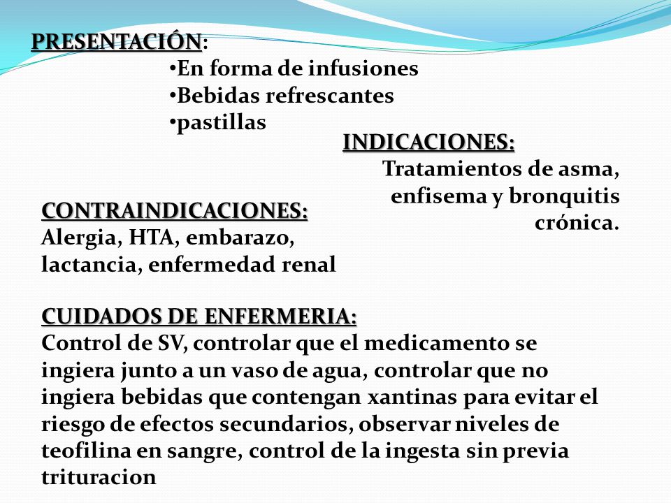 PRESENTACIÓN: En forma de infusiones. Bebidas refrescantes. pastillas. INDICACIONES: Tratamientos de asma, enfisema y bronquitis crónica.