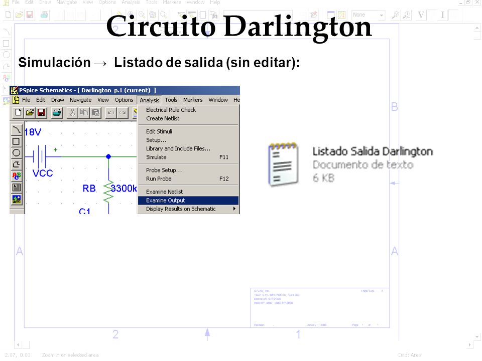 Circuito Darlington Simulación → Listado de salida (sin editar):