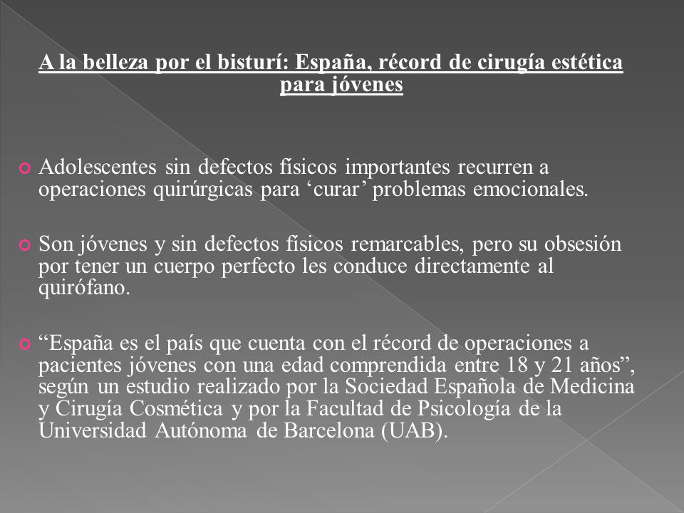 A la belleza por el bisturí: España, récord de cirugía estética para jóvenes