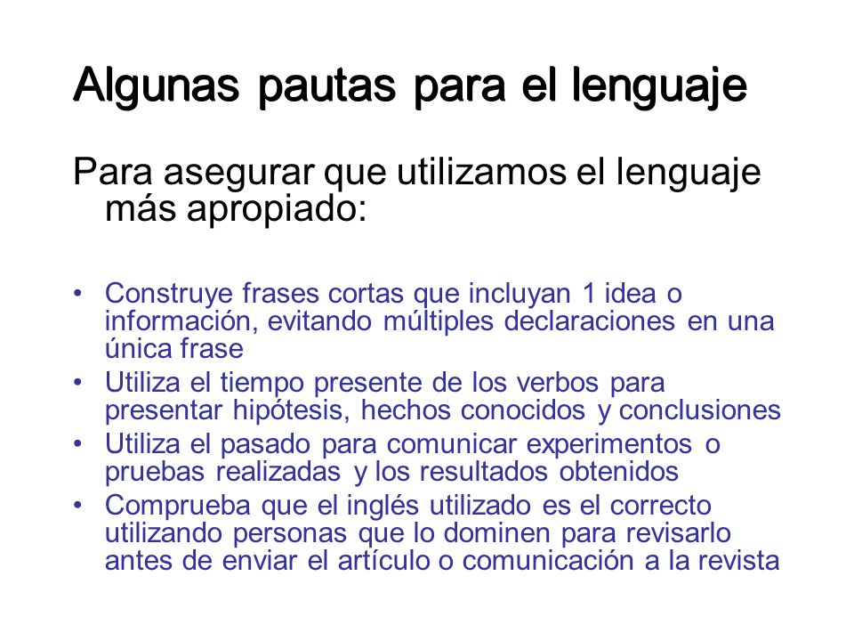 Algunas pautas para el lenguaje