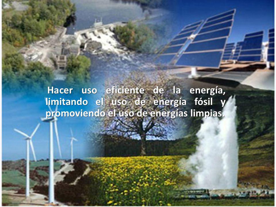 Hacer uso eficiente de la energía, limitando el uso de energía fósil y promoviendo el uso de energías limpias.