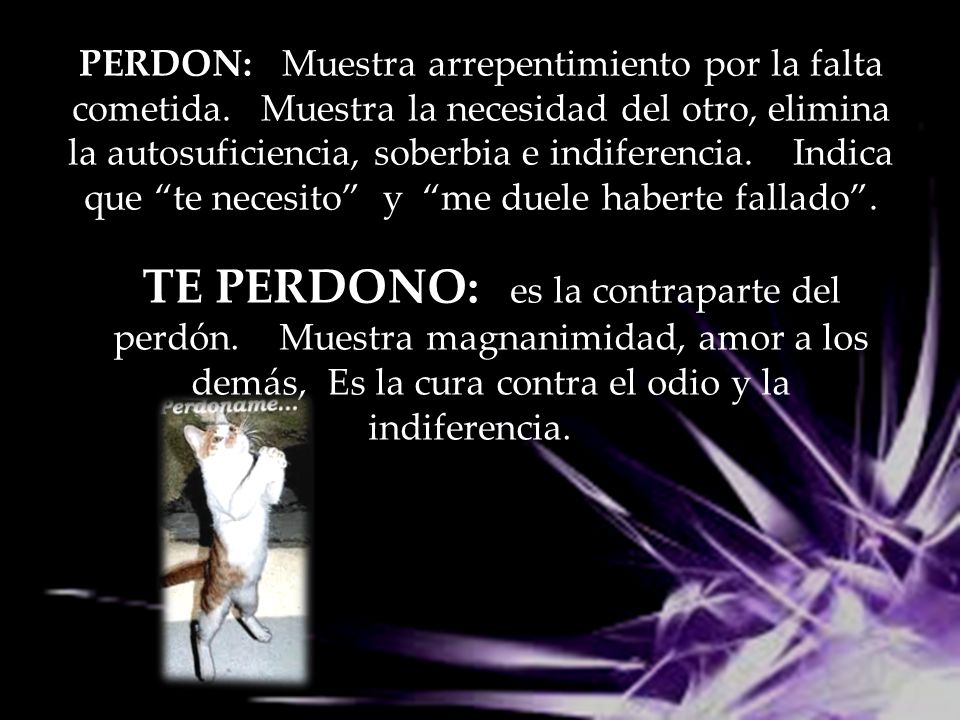 PERDON: Muestra arrepentimiento por la falta cometida