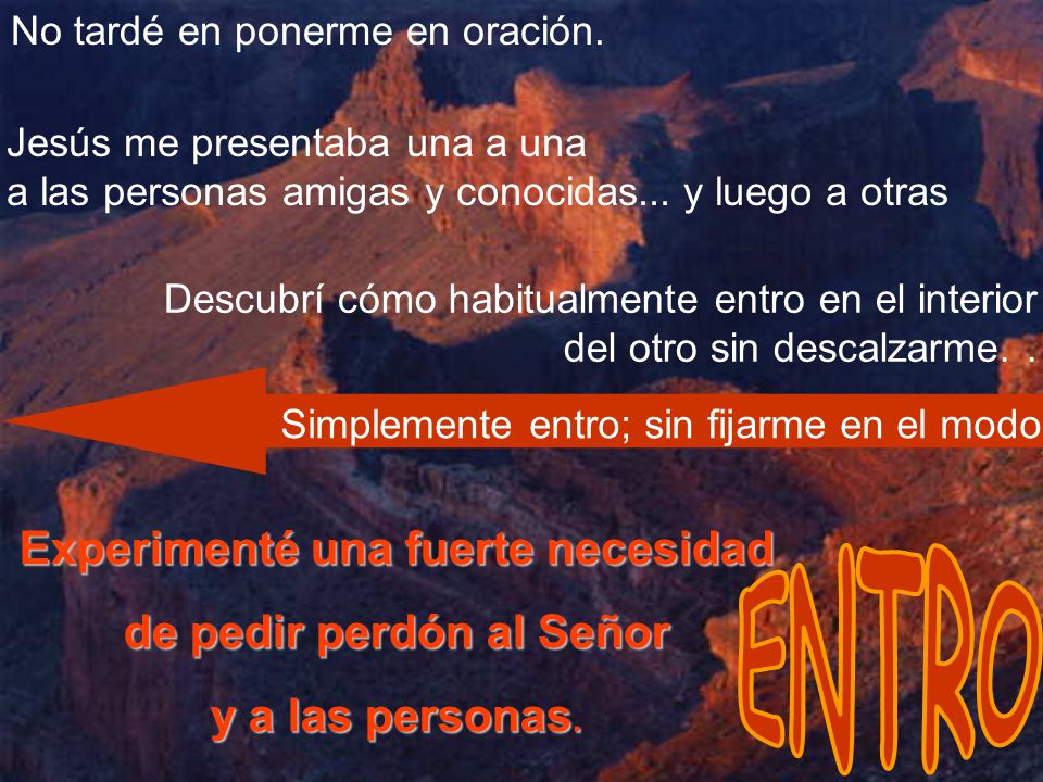 Experimenté una fuerte necesidad de pedir perdón al Señor