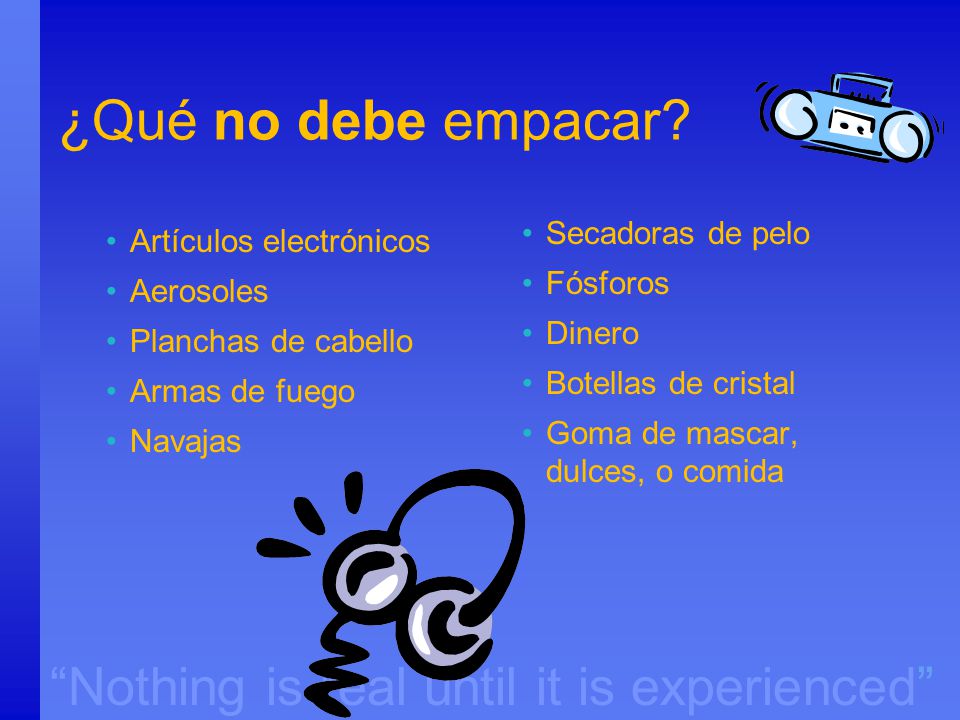 ¿Qué no debe empacar Secadoras de pelo Artículos electrónicos