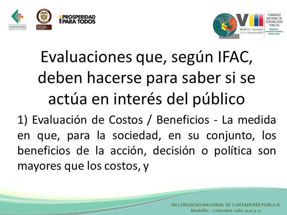 Evaluaciones que, según IFAC, deben hacerse para saber si se actúa en interés del público