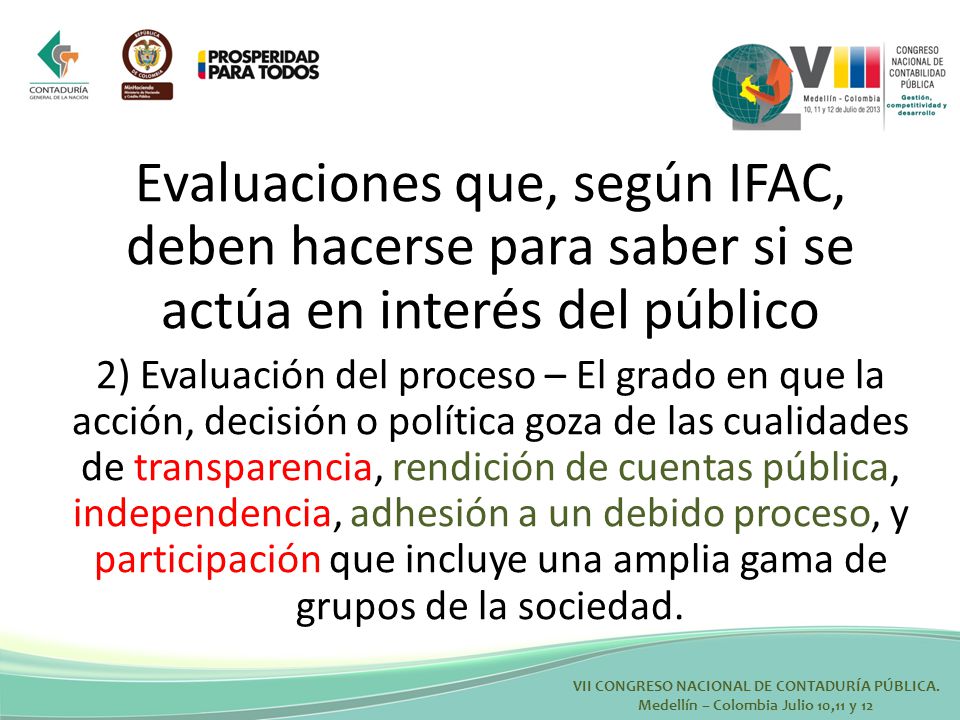 Evaluaciones que, según IFAC, deben hacerse para saber si se actúa en interés del público