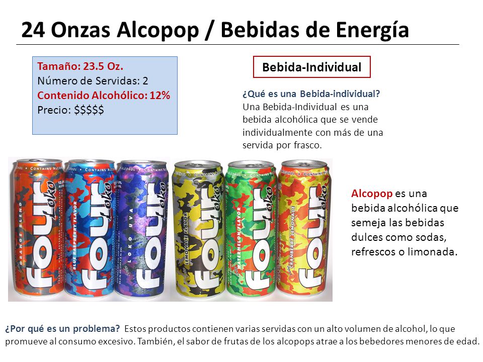 24 Onzas Alcopop / Bebidas de Energía