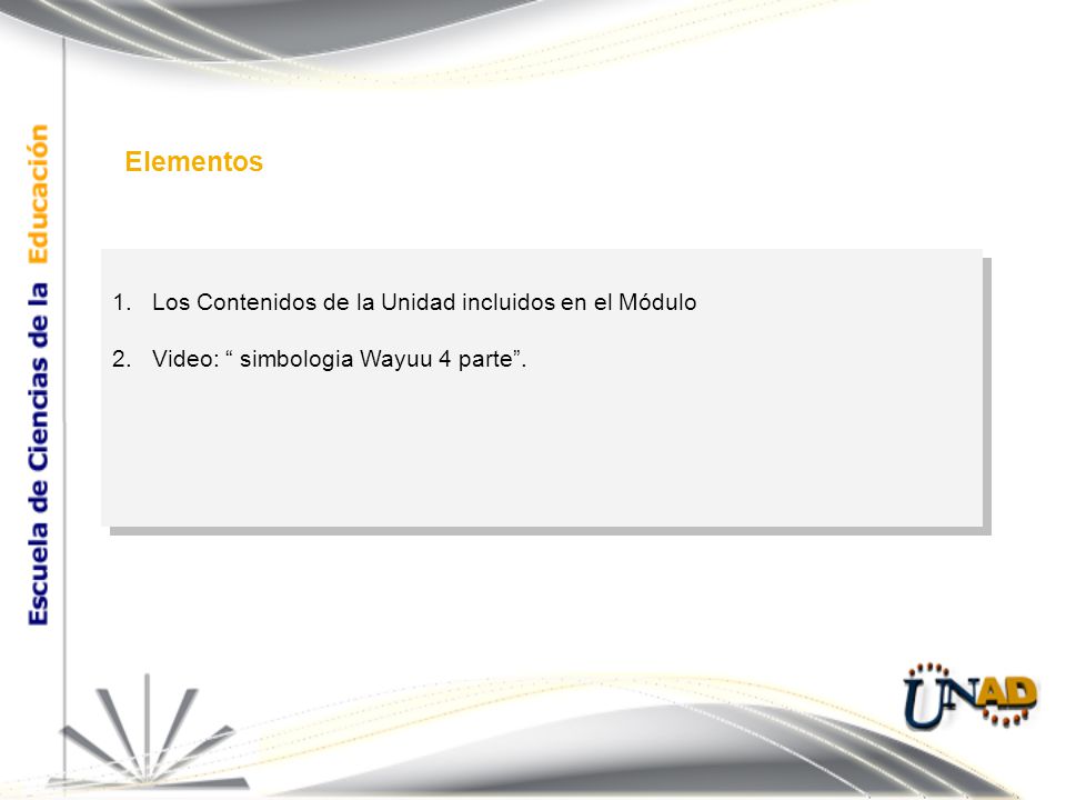 Elementos Los Contenidos de la Unidad incluidos en el Módulo