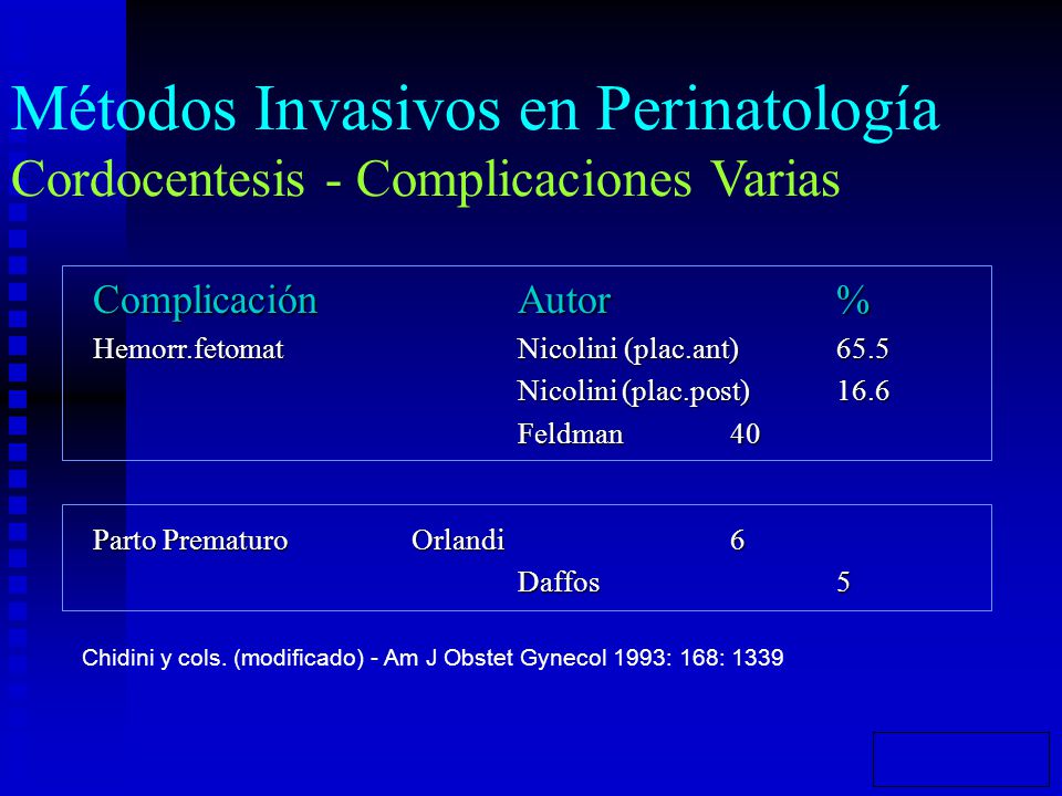 Métodos Invasivos en Perinatología Cordocentesis - Complicaciones Varias