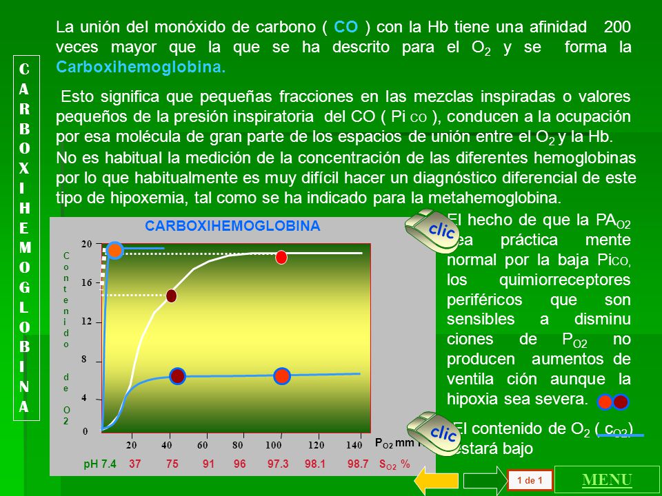 La unión del monóxido de carbono ( CO ) con la Hb tiene una afinidad