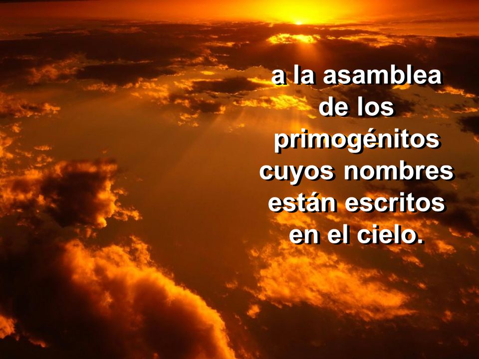 a la asamblea de los primogénitos cuyos nombres están escritos en el cielo.