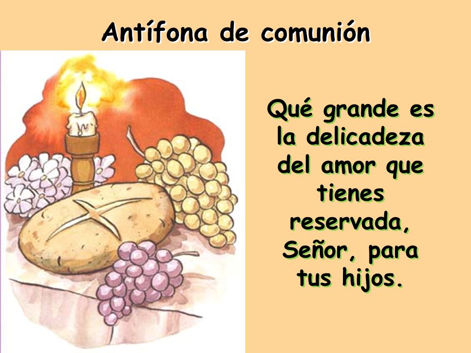 Antífona de comunión Qué grande es la delicadeza del amor que tienes reservada, Señor, para tus hijos.