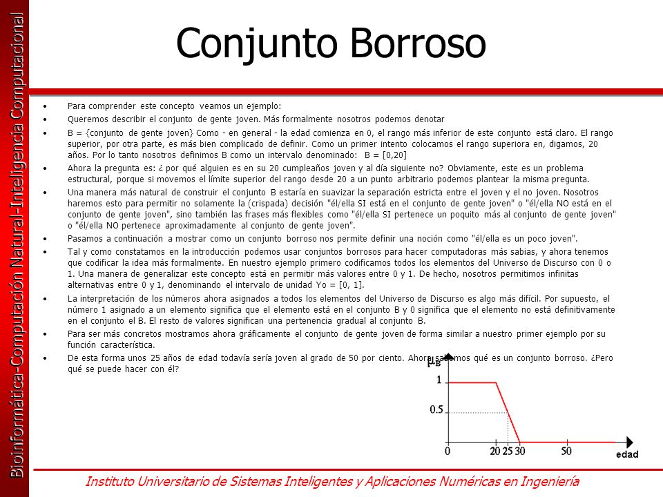 Conjunto Borroso Para comprender este concepto veamos un ejemplo: