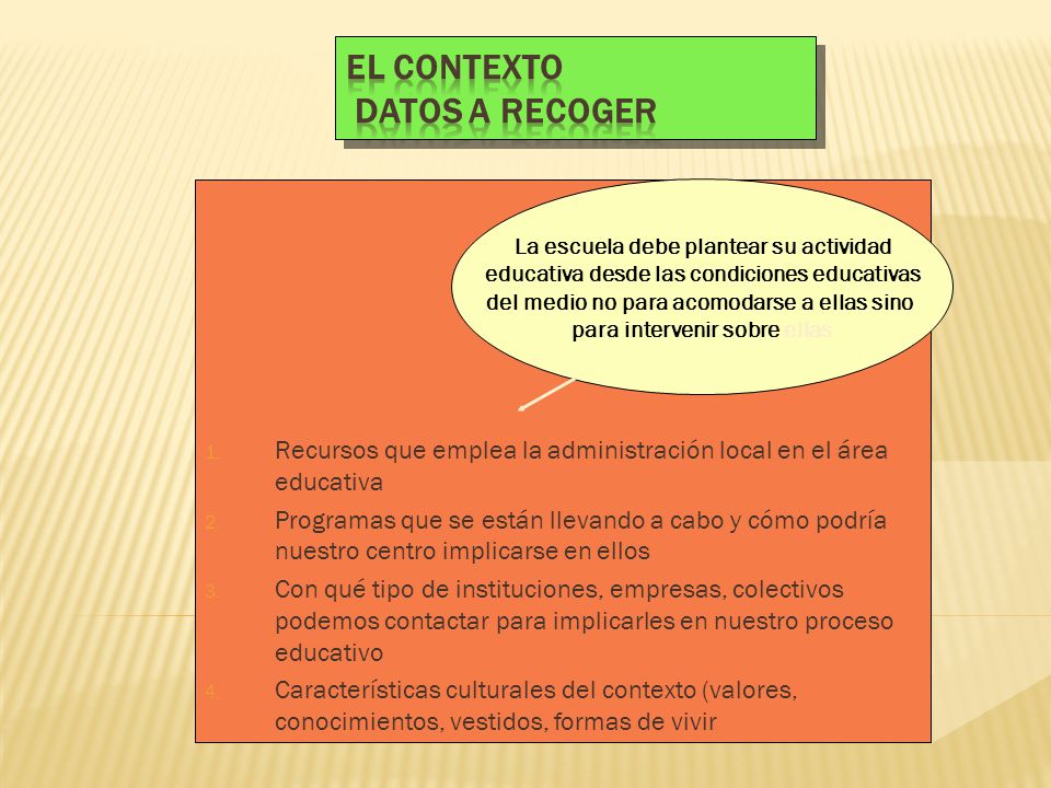 EL CONTEXTO Datos a recoger