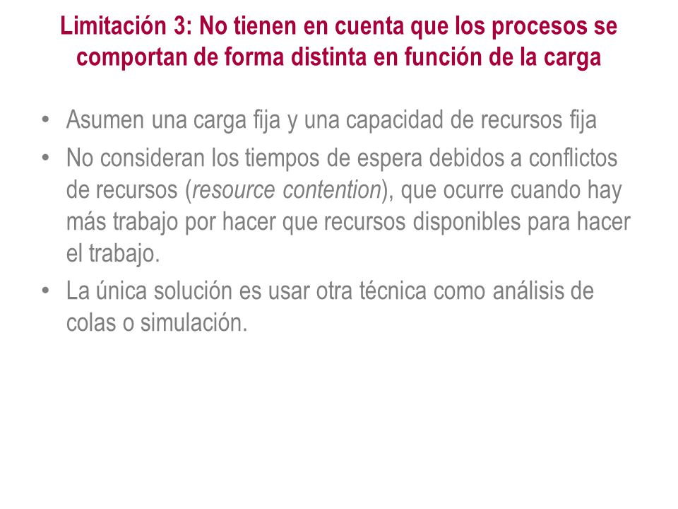 Limitación 3: No tienen en cuenta que los procesos se comportan de forma distinta en función de la carga