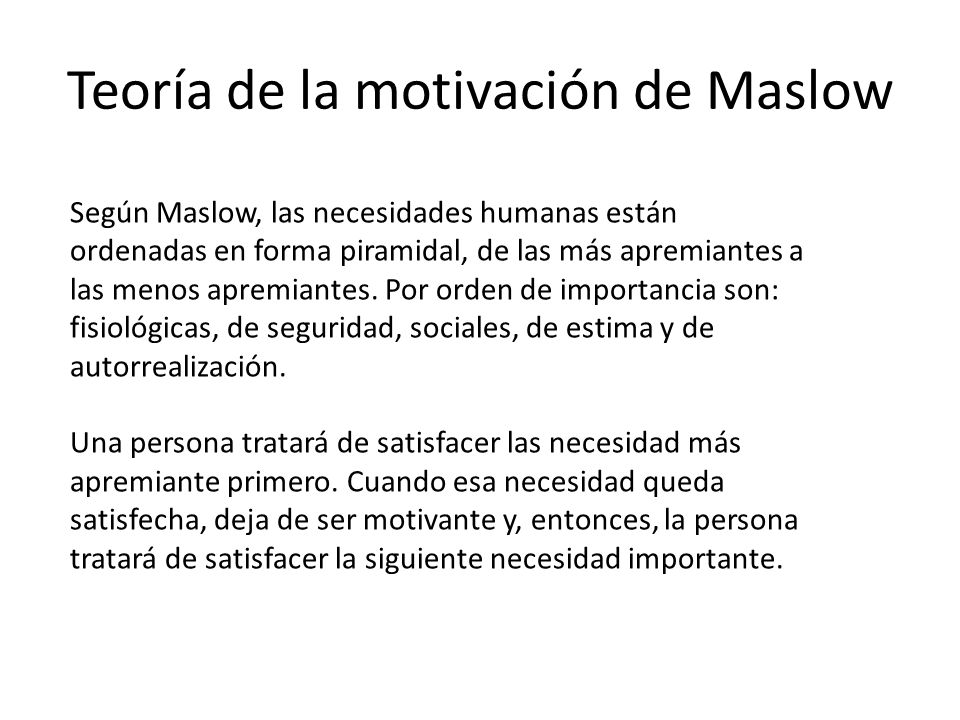 Teoría de la motivación de Maslow