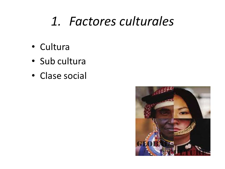 Factores culturales Cultura Sub cultura Clase social
