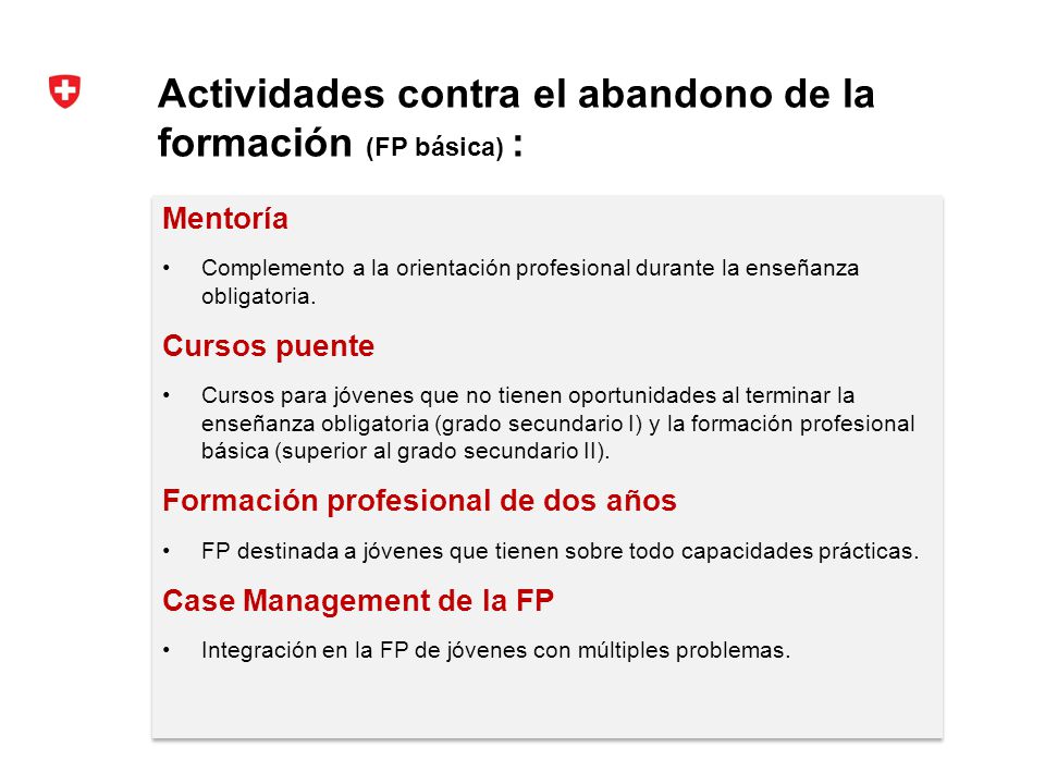 Actividades contra el abandono de la formación (FP básica) :