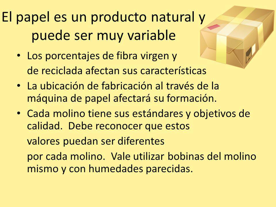 El papel es un producto natural y puede ser muy variable