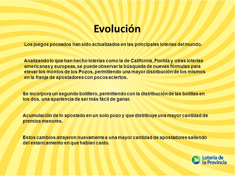 Evolución Los juegos poceados han sido actualizados en las principales loterías del mundo.