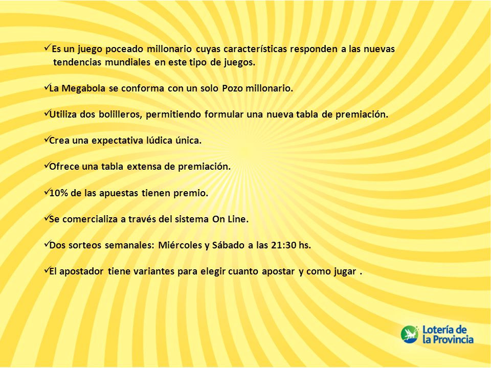 Es un juego poceado millonario cuyas características responden a las nuevas
